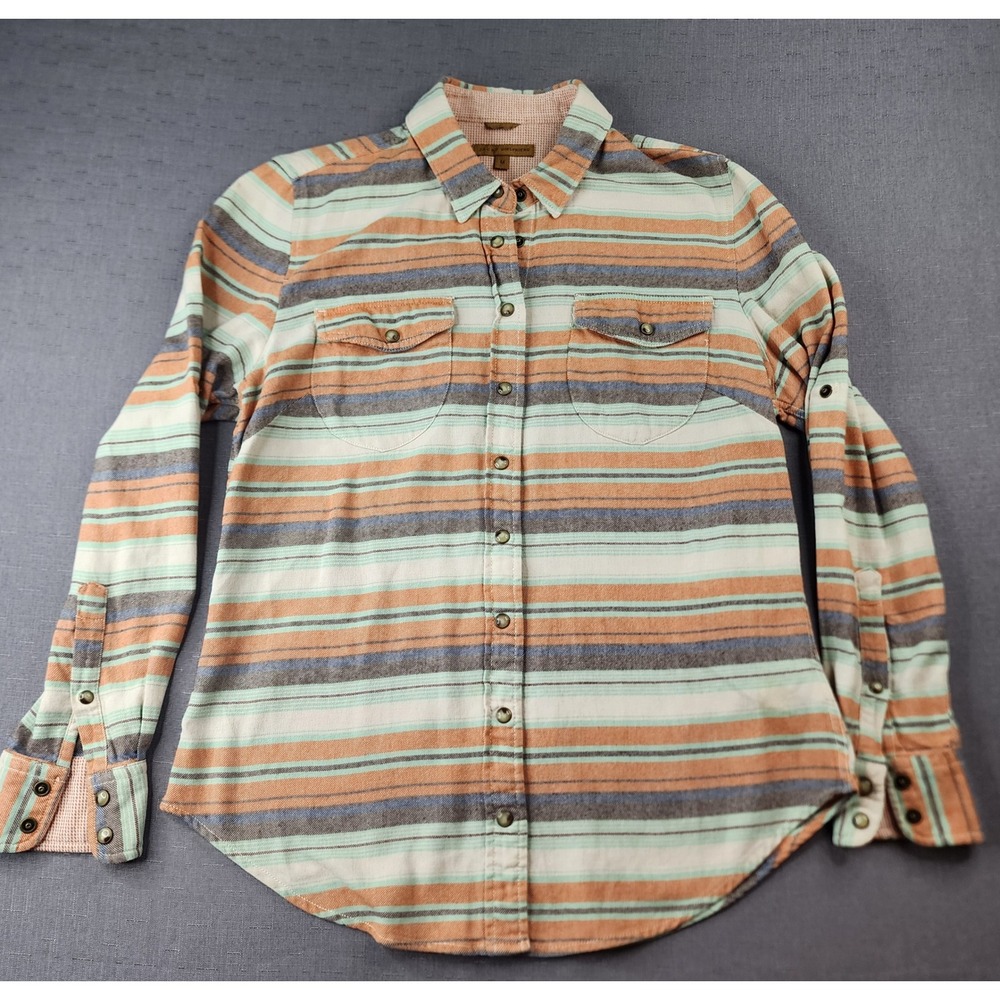 Jacks Girlfriend Womens Striped Flannel Snap Button Western Shirt Medium Boho
